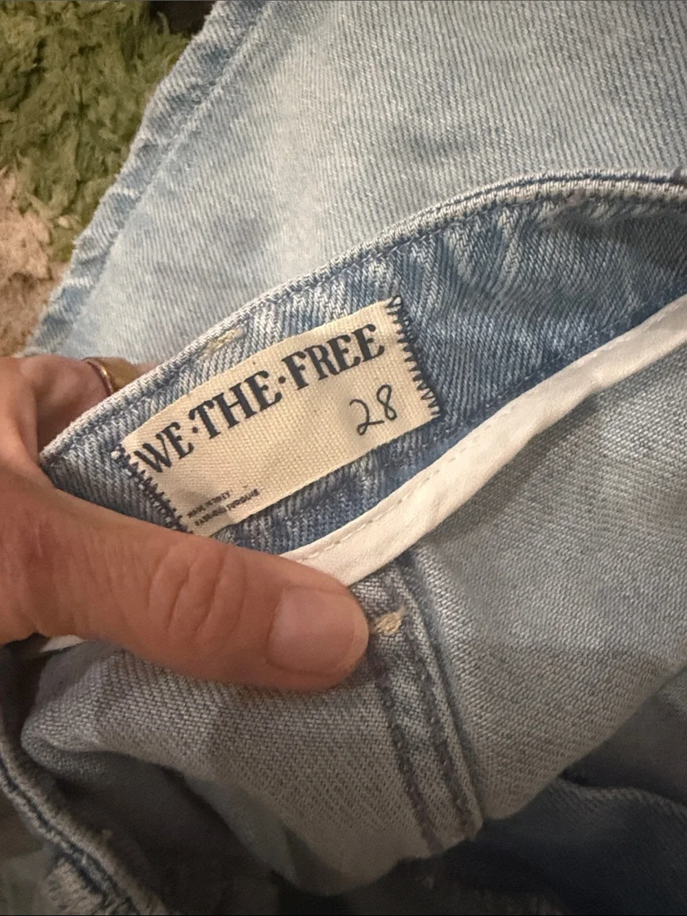 We The Free Light Blue Bell Pleated Denim Shorts